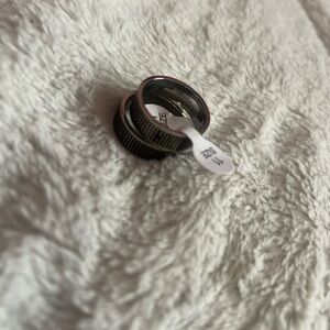 2 Black and Silver Band Rings Size 11